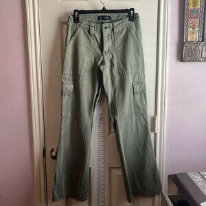 Green Low Rise Cargo Pants